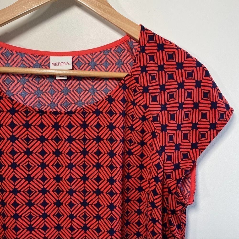Merona red/black geometric patterned dress‎ - Picture 3 of 5